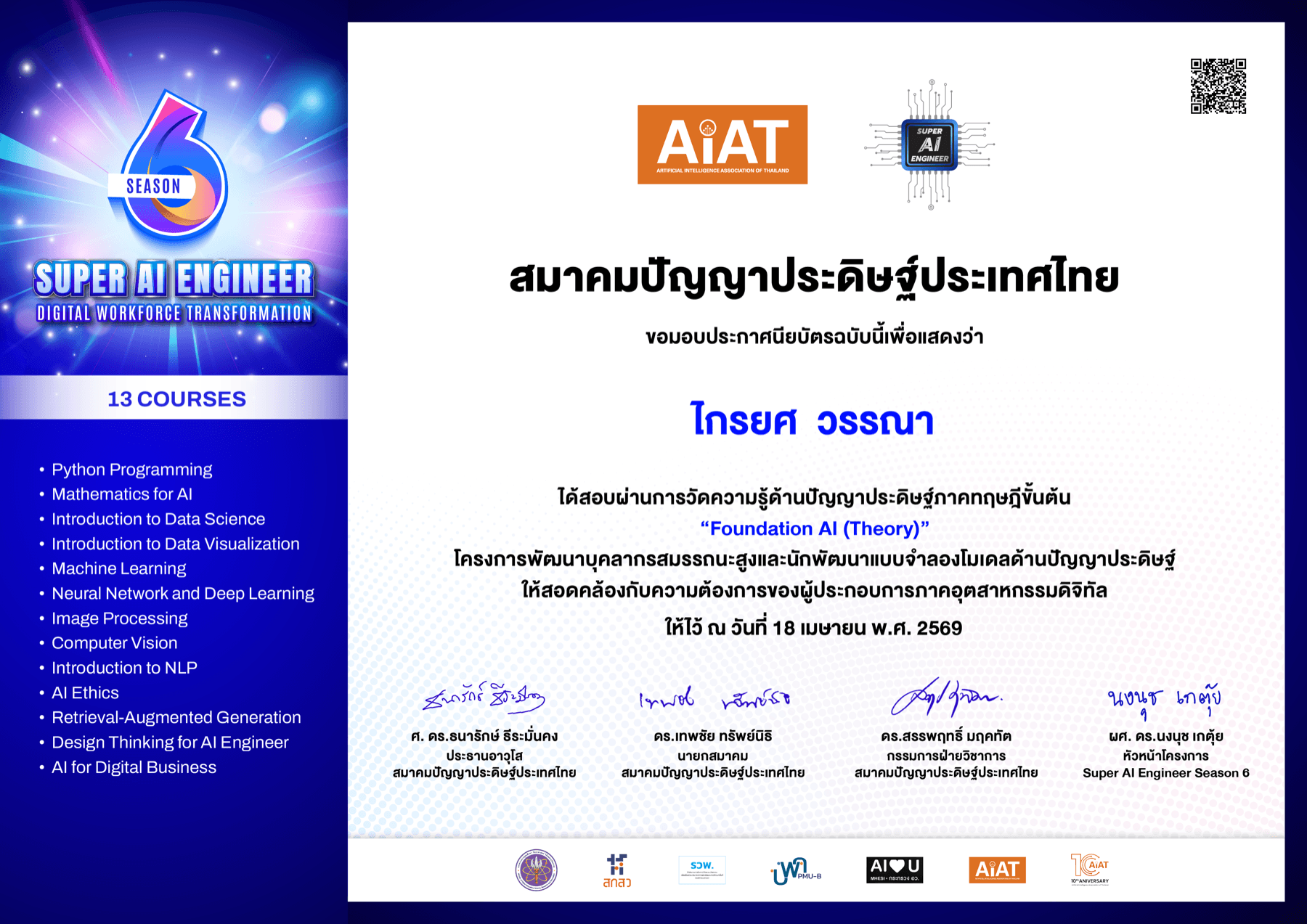 Foundation AI (Theory) · 13 Courses certificate