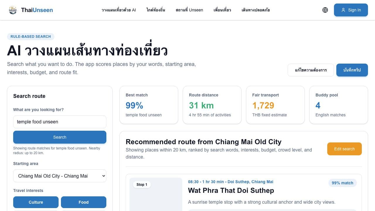 Route matching around the traveler